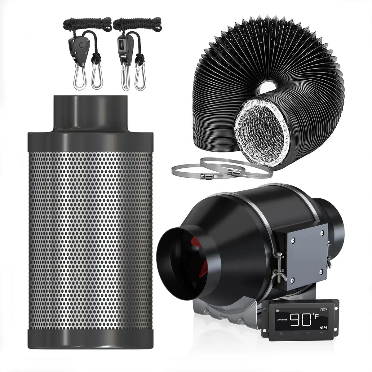 Abluft Set mit Automatik | 100mm | 360 m³/h Gebo Gefti hydroponics