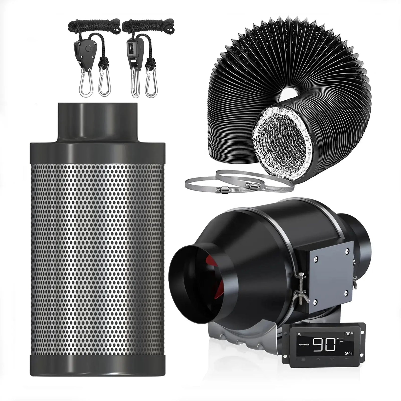 Abluft Set mit Automatik | 100mm | 360 m³/h Gebo Gefti hydroponics
