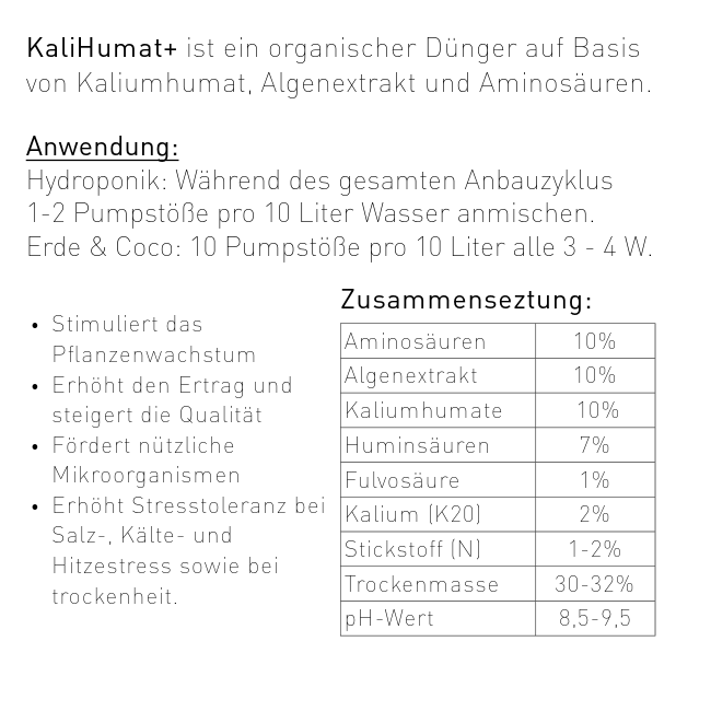 Kaliumhumat | Organischer Universaldünger für Hydrokultur & Erde