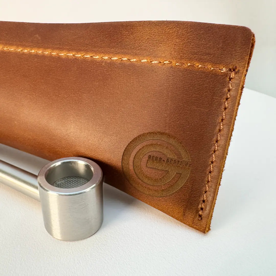 Edelstahl Pfeife HeavyHit316 | Smoking Pipe | Pferdeleder Case/Hülle Gebo Gefti hydroponics