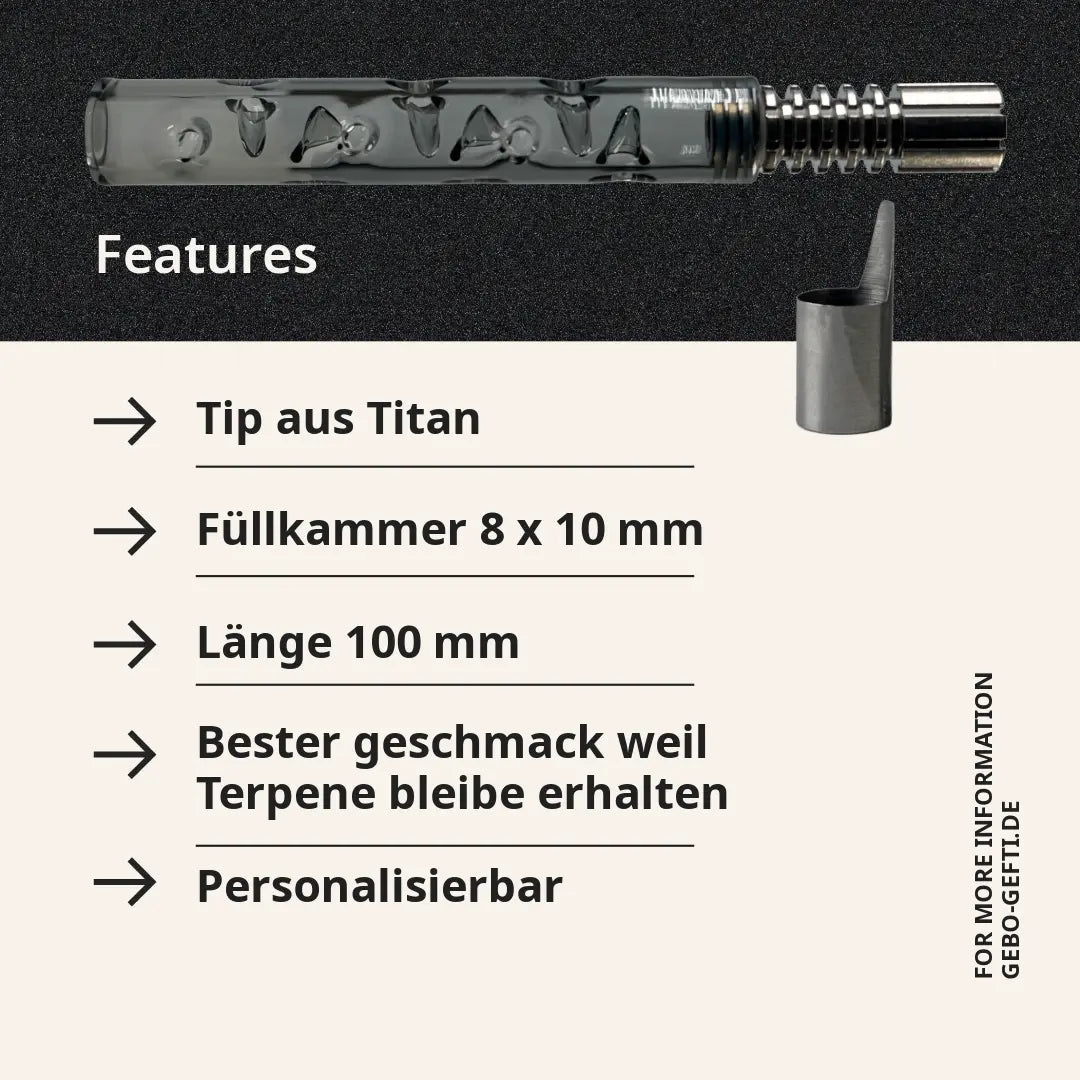 Mechanischer Vaporizer aus Titan & Glas + Aluminium Case Gebo Gefti