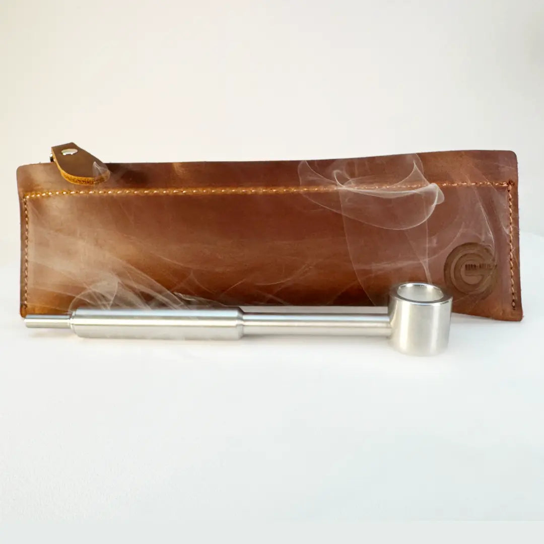 Edelstahl Pfeife HeavyHit316 | Smoking Pipe | Pferdeleder Case/Hülle Gebo Gefti hydroponics