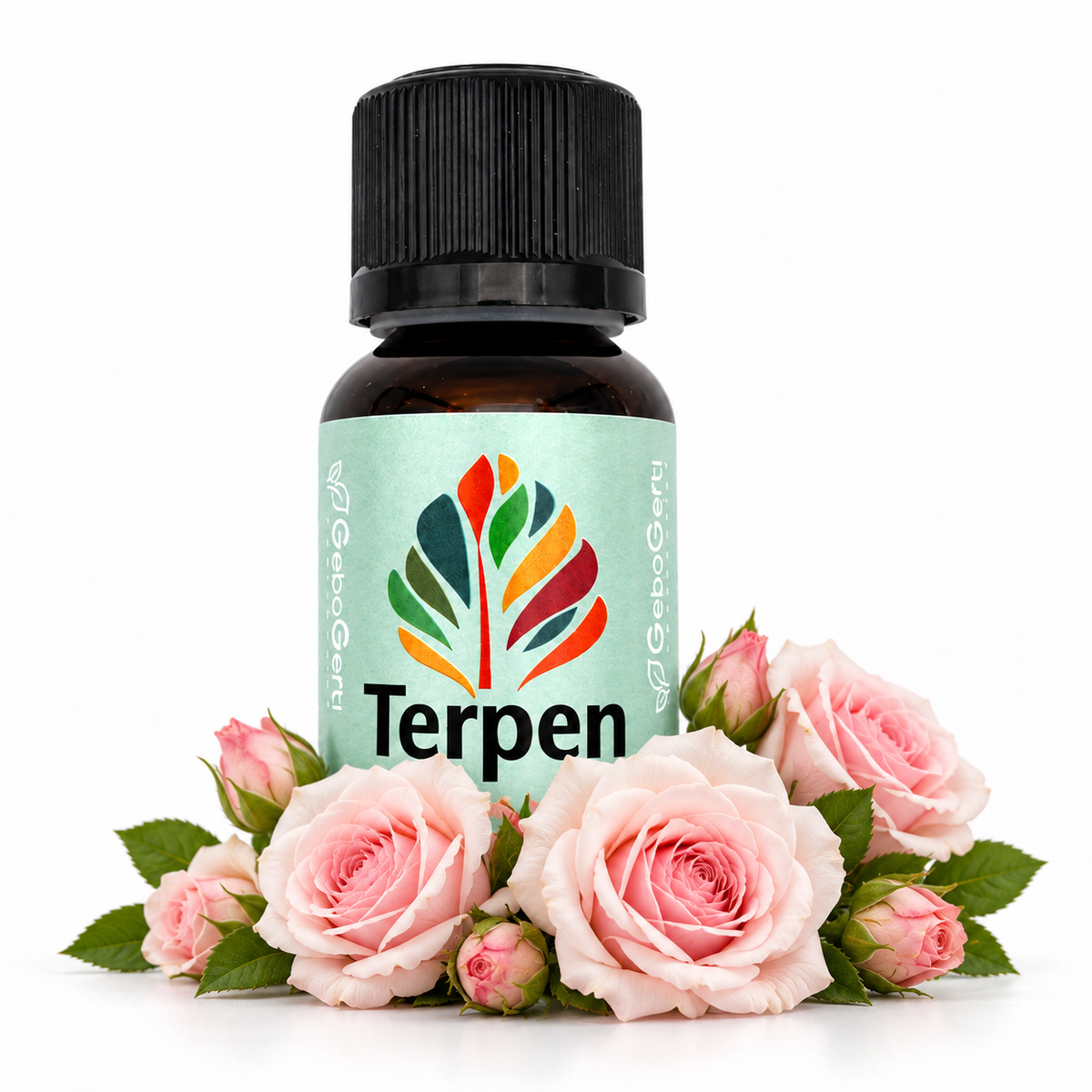 Citronellol – Produktflasche mit Pflanzenmotiv