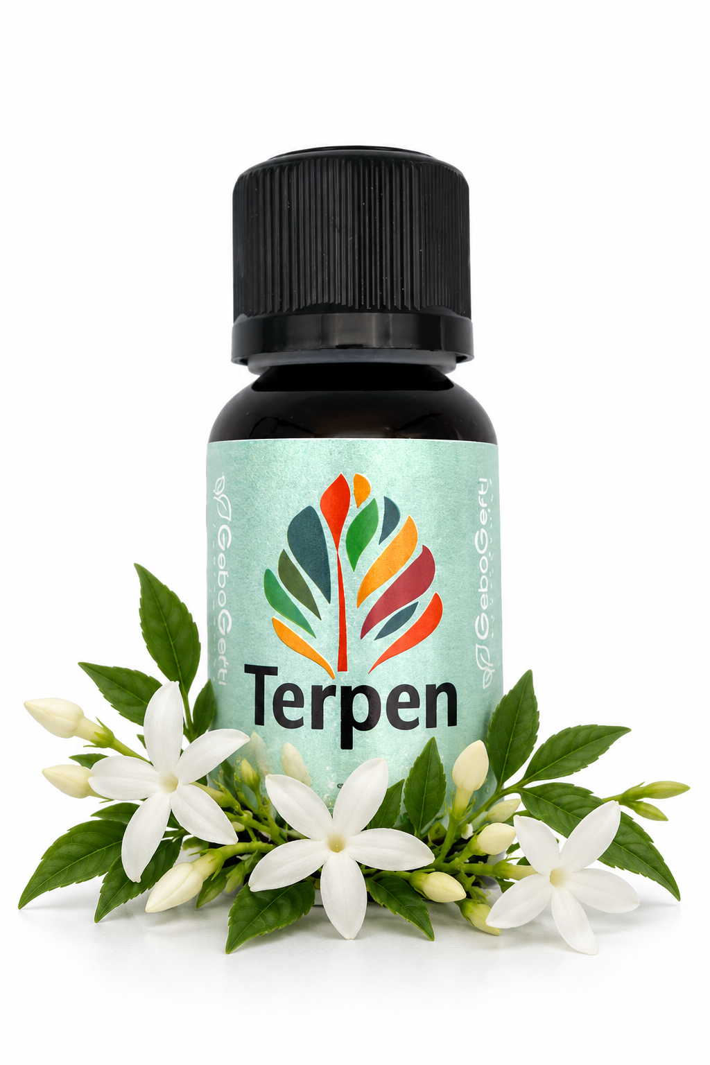 Nerolidol – Produktflasche mit Pflanzenmotiv