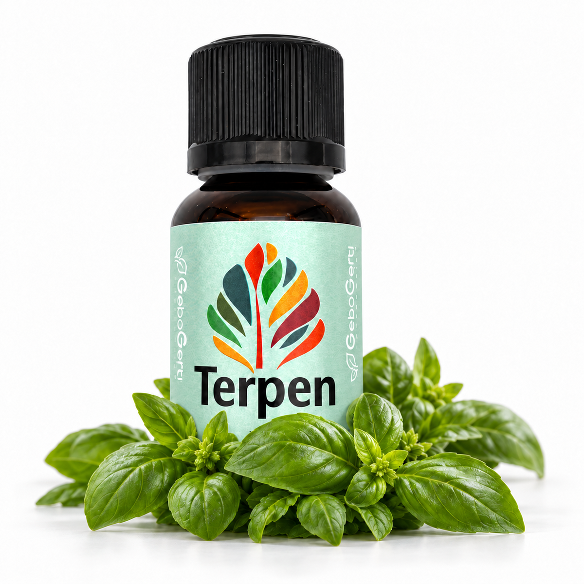 Ocimen – Produktflasche mit Pflanzenmotiv