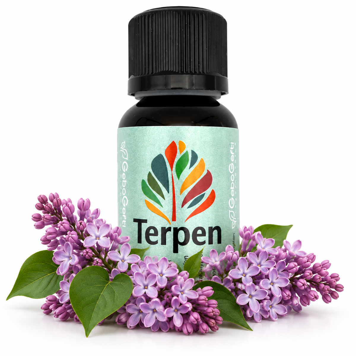 Terpineol – Produktflasche mit Pflanzenmotiv