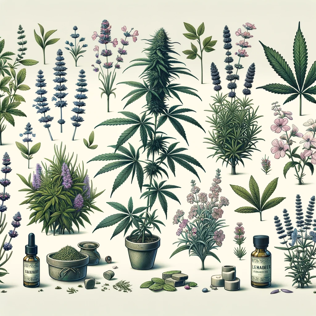 Botanische Darstellung von Pflanzen mit hohem Terpengehalt