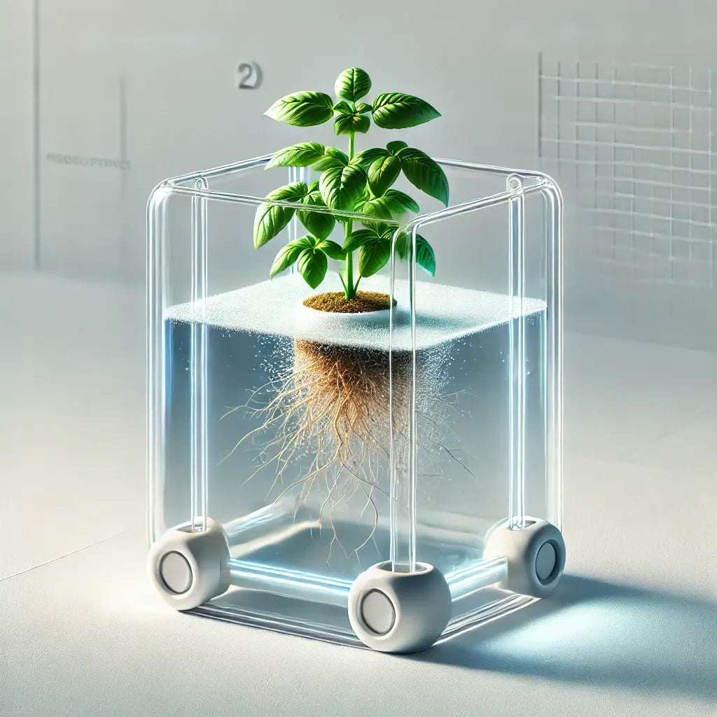 Unrealistische Darstellung eines Hydroponiksystems