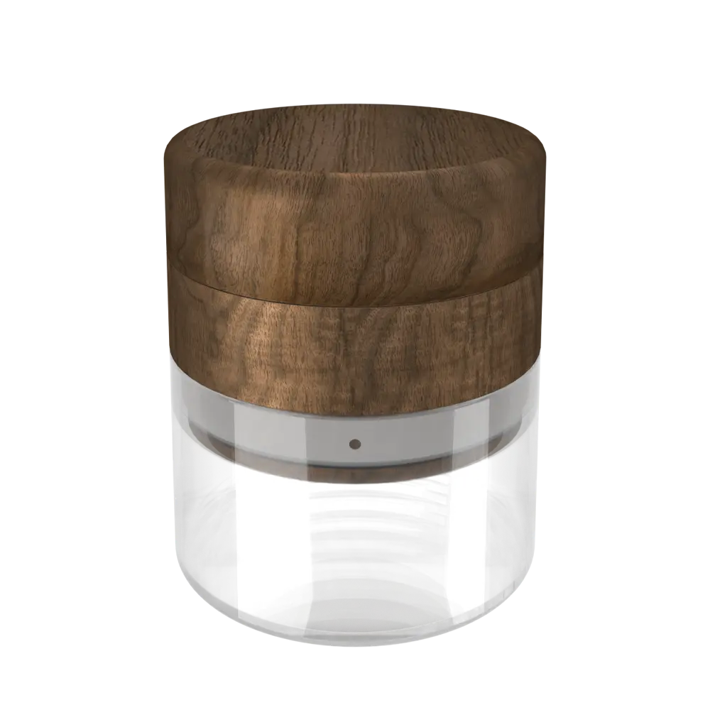 Hochwertiger Grinder aus Walnussholz und Glas – 57 x 64 mm
