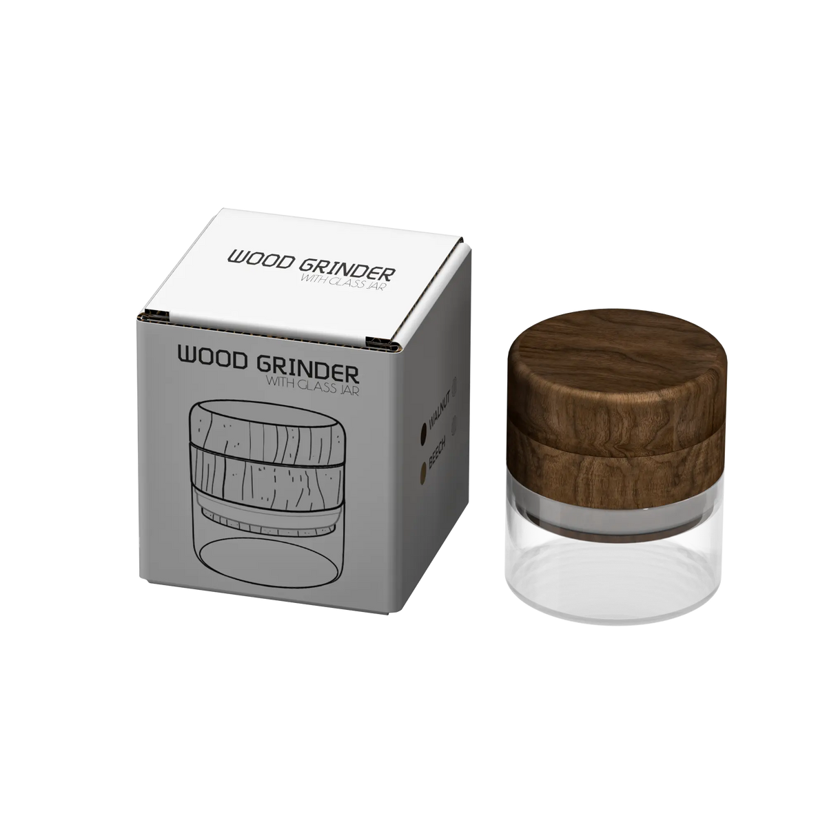 Hochwertiger Grinder aus Walnussholz und Glas – 57 x 64 mm