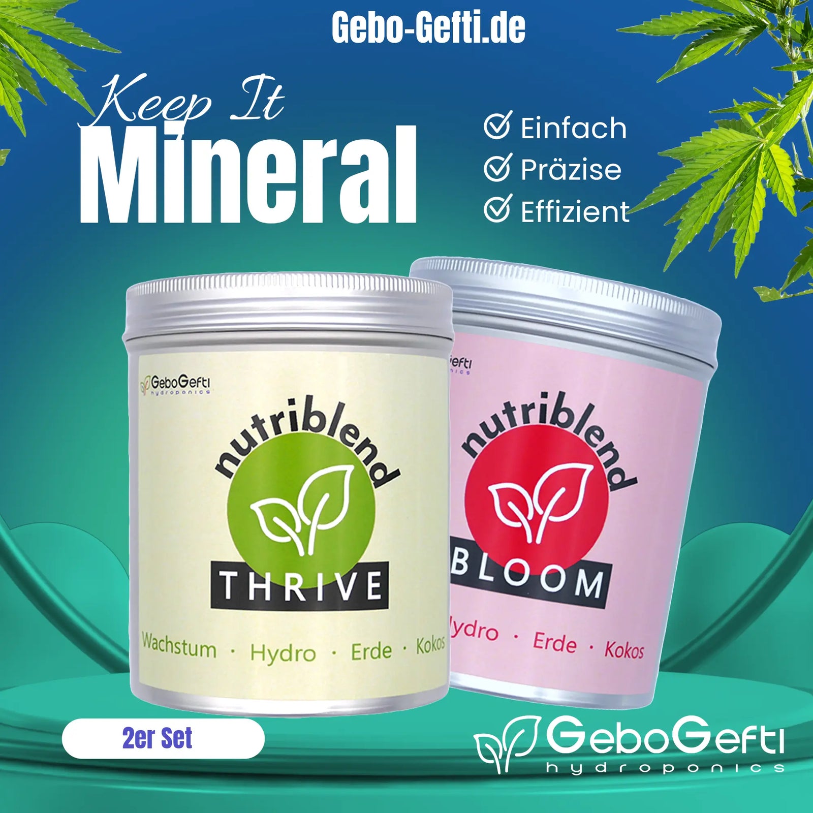 NutriBlend Dünger Grow Set | Thrive & Bloom | 1 KG Gebo Gefti hydroponics