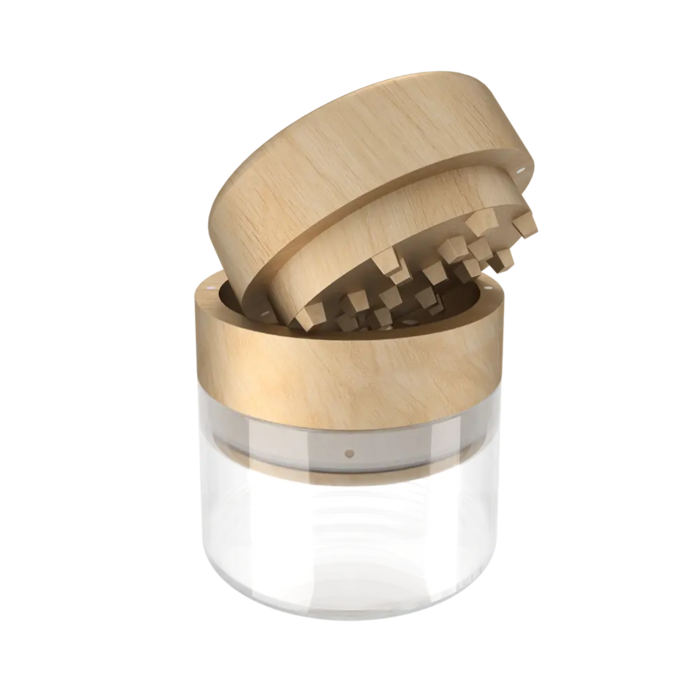 Hochwertiger Grinder aus Walnussholz und Glas – 57 x 64 mm