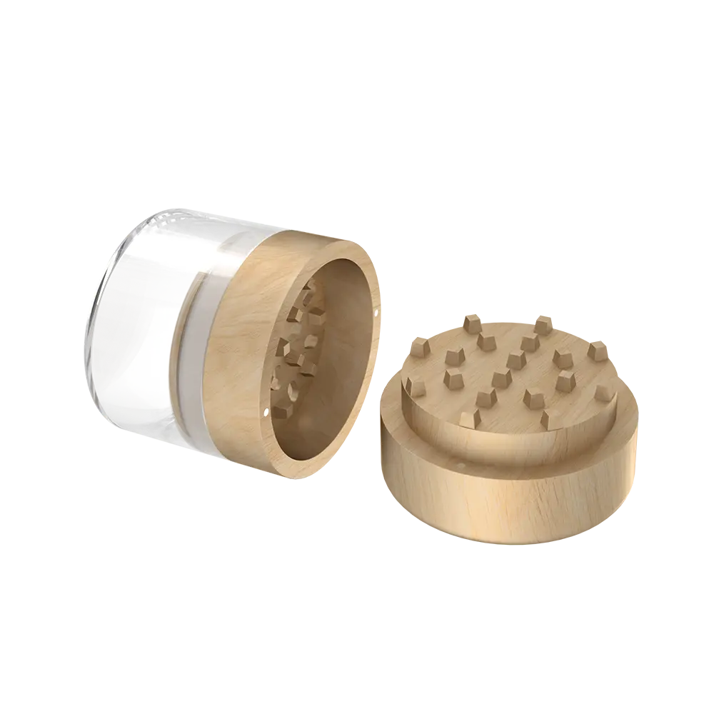 Hochwertiger Grinder aus Walnussholz und Glas – 57 x 64 mm