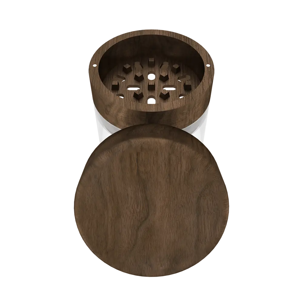 Hochwertiger Grinder aus Walnussholz und Glas – 57 x 64 mm
