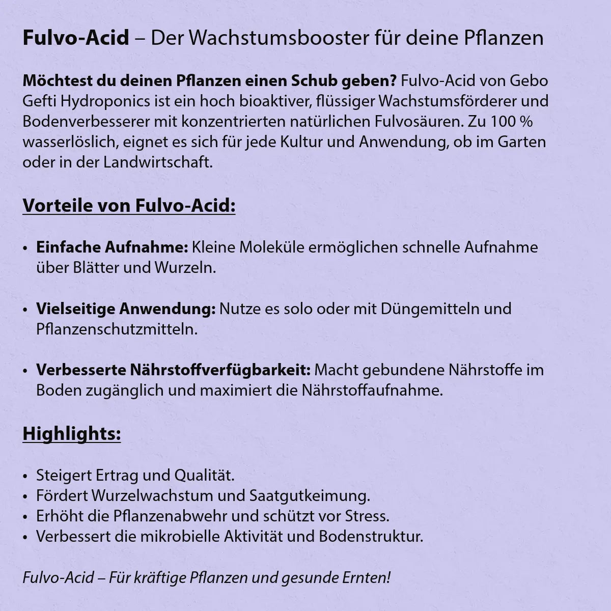 NutriBlend FulvoAcid | Wachstumsförderer | Fulvosäuren | 100 ml Gebo Gefti hydroponics