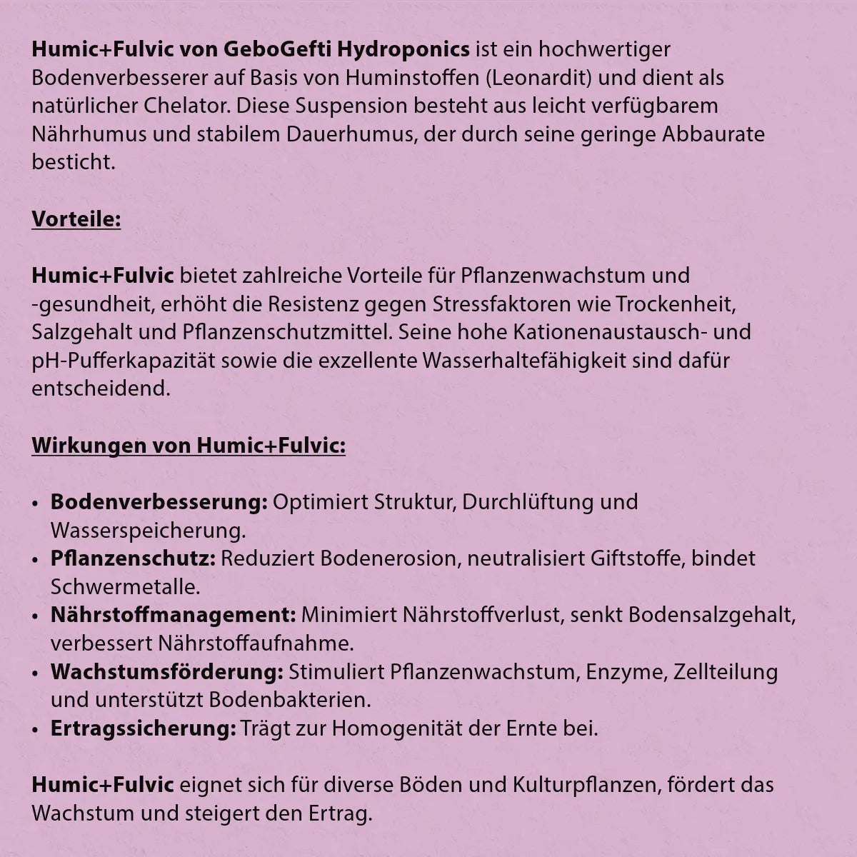 NutriBlend Humic+Fulvic | Huminsäure | Fulvosäure | 100 ml Gebo Gefti hydroponics