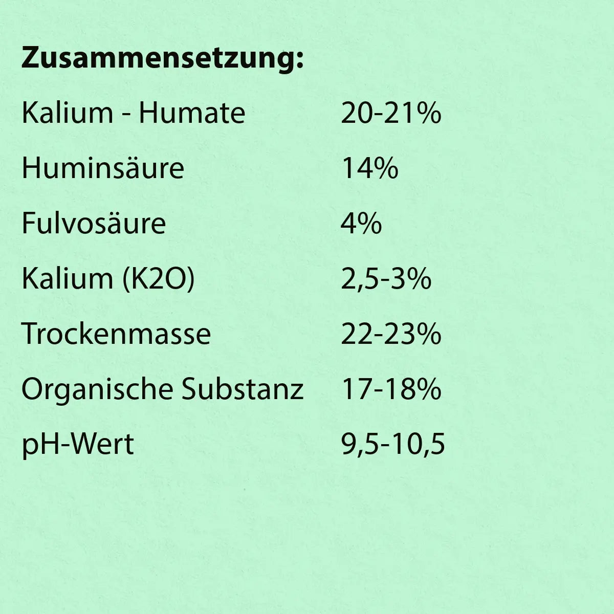 Eine genaue auflistung der Zusammensetzung von Humus+ von NutriBlend Gebo Gefti