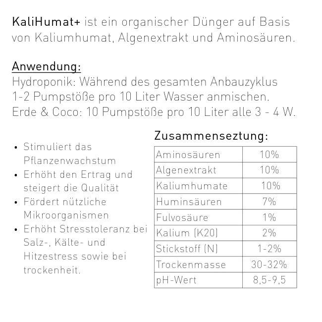 Kaliumhumat | Organischer Universaldünger für Hydrokultur &amp; Erde - Gebo Gefti