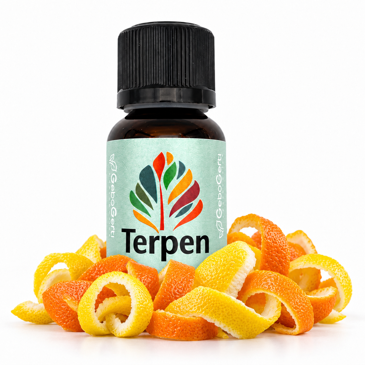 Dipenten – Produktflasche mit Pflanzenmotiv